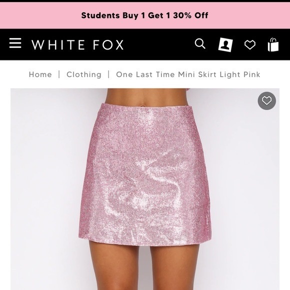 White fox SET Pink Rhinestone Luna Crop Top + One Last Time Skirt XS/S - Picture 8 of 10